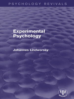 cover image of Experimental Psychology